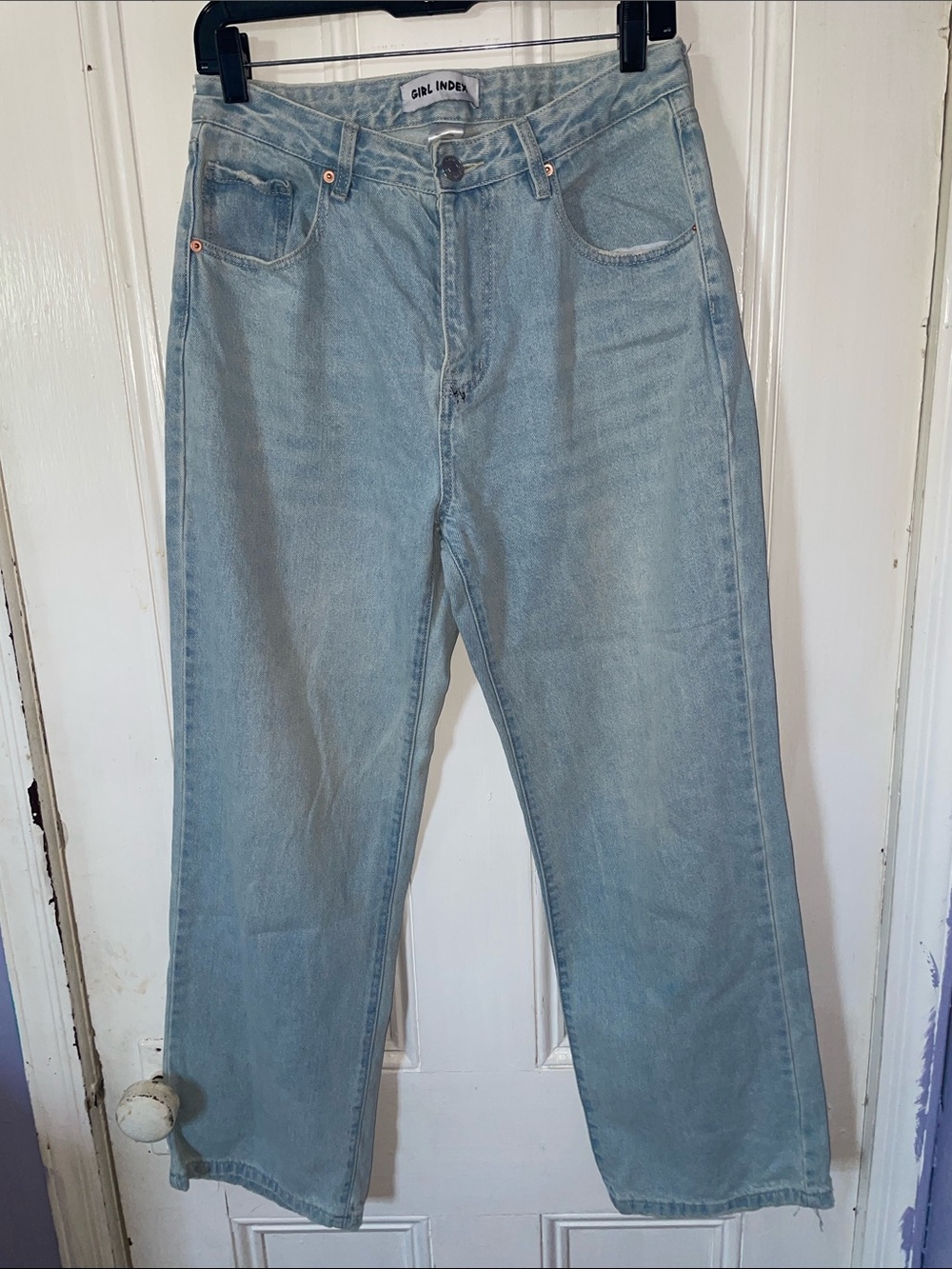 Light Blue Straight-Leg women jeans 100/%cotton size 11 girl index